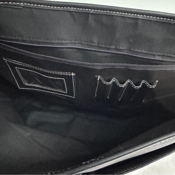 Esprit Vintage Messenger Bag Black Leather Crossbody Briefcase Commuter Gift - Picture 12 of 15